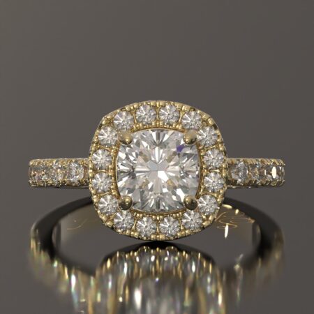 Cushion Cut Halo Engagement Ring