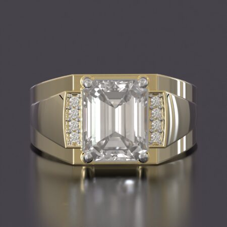 Emerald Cut Moissanite Mens Ring