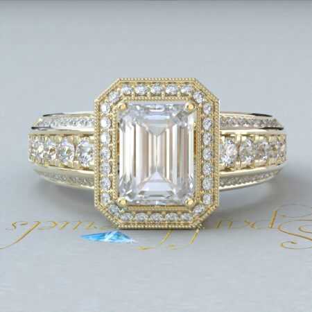 Emerald Cut Halo Engagement Ring