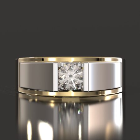 Moissanite Round Brilliant Mens Ring