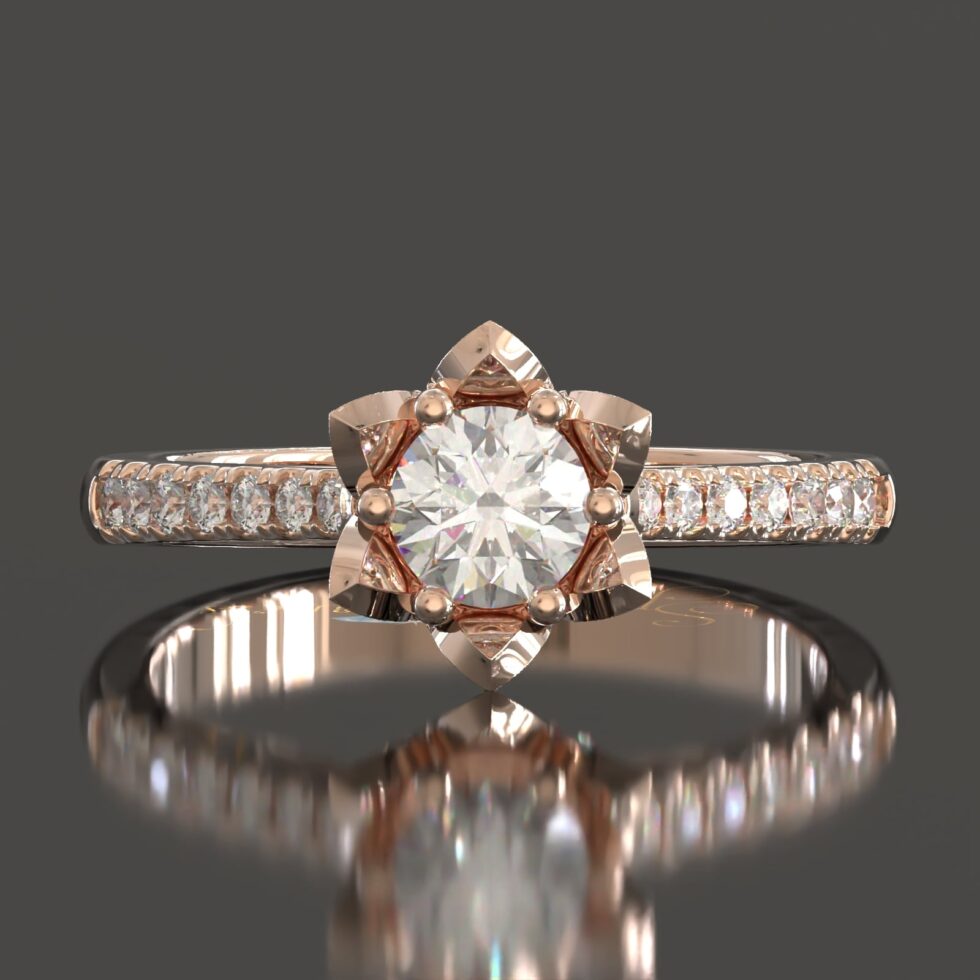 Round Moissanite Silver Engagement Ring