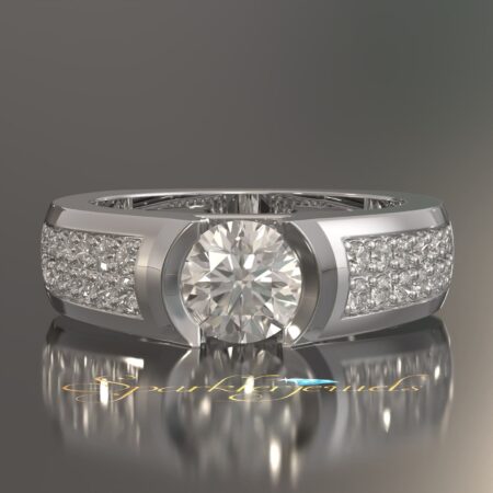 Solitaire Round Moissanite Mens Ring