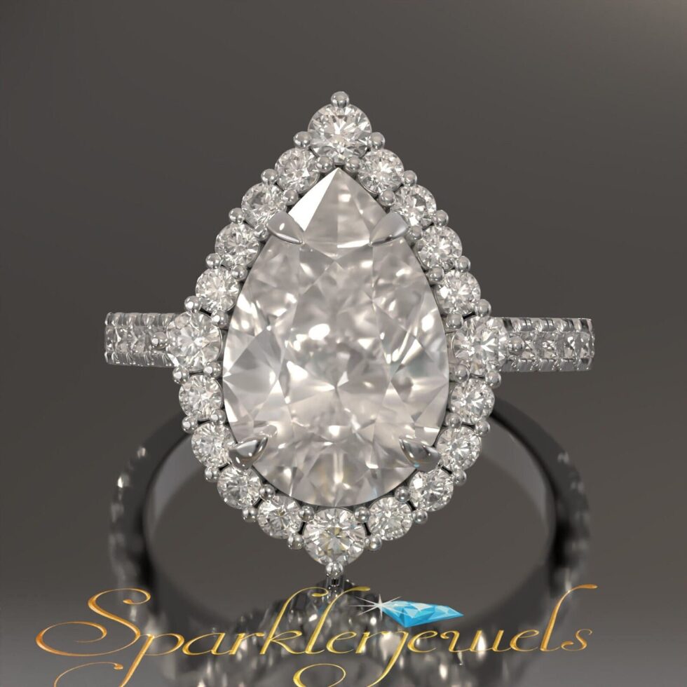 3CT Pear Cut Engagement Ring For Women