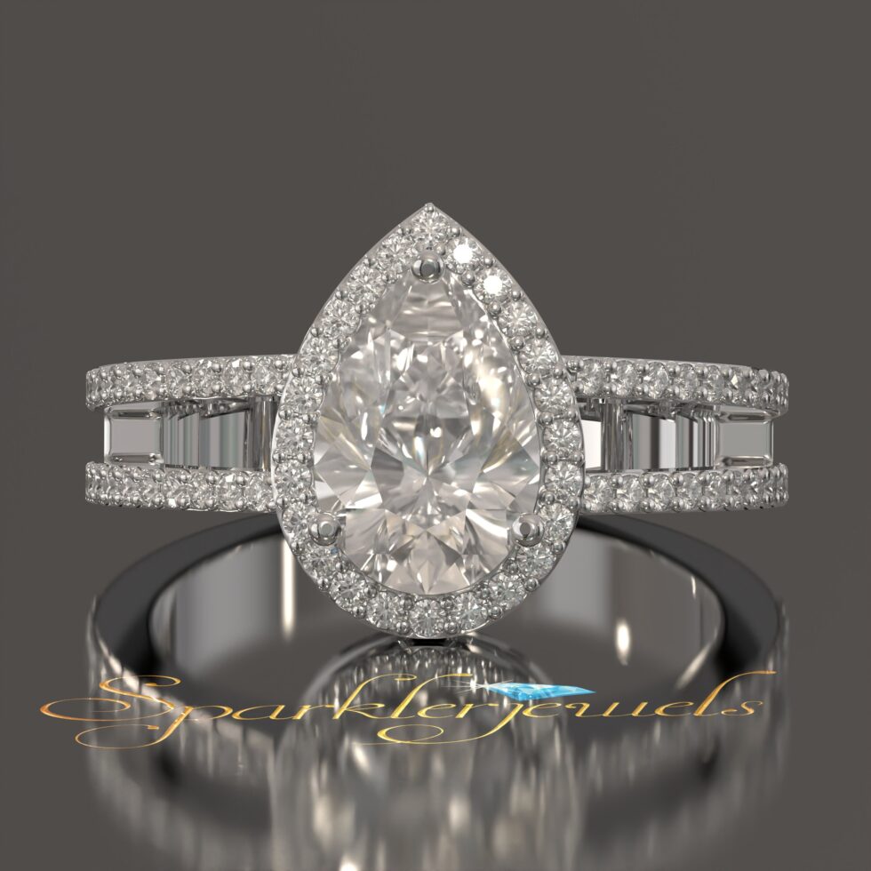 Pear Halo Engagement Ring